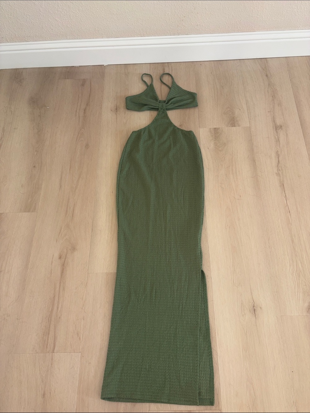 SHEIN Olive Green Cutout Maxi Dress